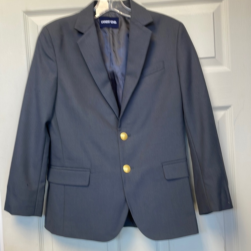 Lands End boys hopsack blazer school uniform, color slate gray frost, NWT